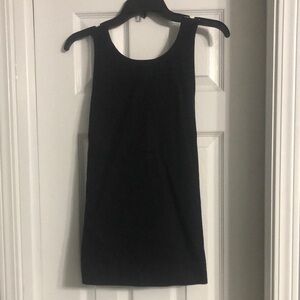 Bababton 100% Cotton High Neck Cross Back Side Zip Woven Tank Top in Black